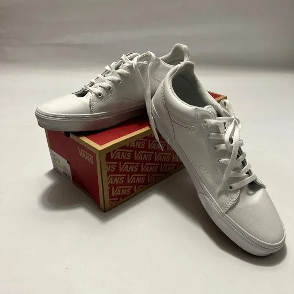 Vans White Leather "Seldan" Low Top Sneaker - Picture 13 of 14